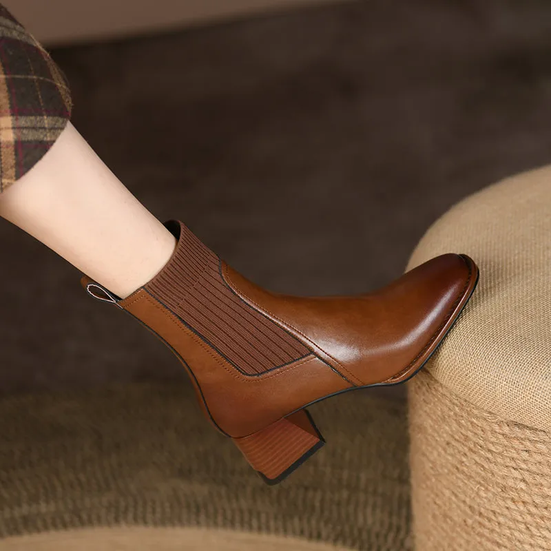 Dawn Brown Slip on Ankle Boots
