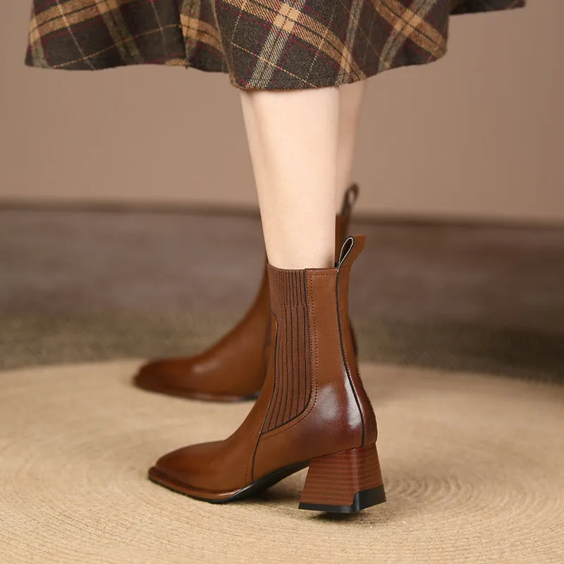 Dawn Brown Slip on Ankle Boots