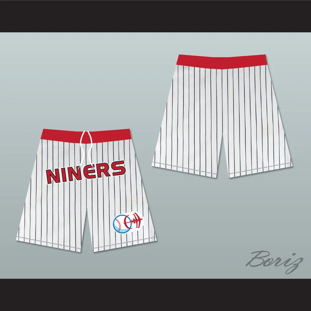 Deep Space Niners White Pinstriped Basketball Shorts with Patch