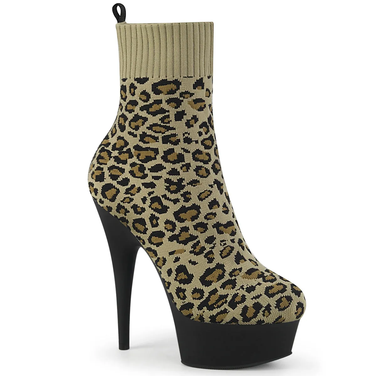 DELIGHT-1002LP  Tan Str. Leopard Print Fabric/Black Matte