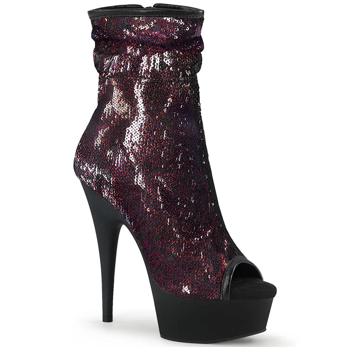 DELIGHT-1008SQ  Burgundy Sequins/Black Matte