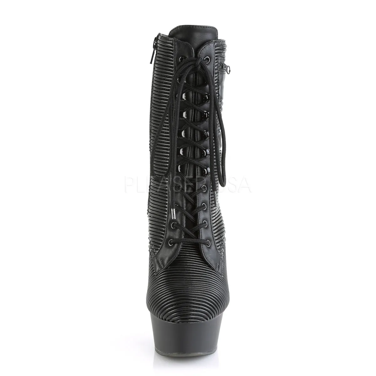 DELIGHT-1020PK  Black Quilted Faux Leather/Black Matte