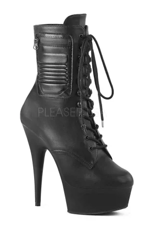DELIGHT-1020PK Platform Ankle Boot | Black Faux Leather