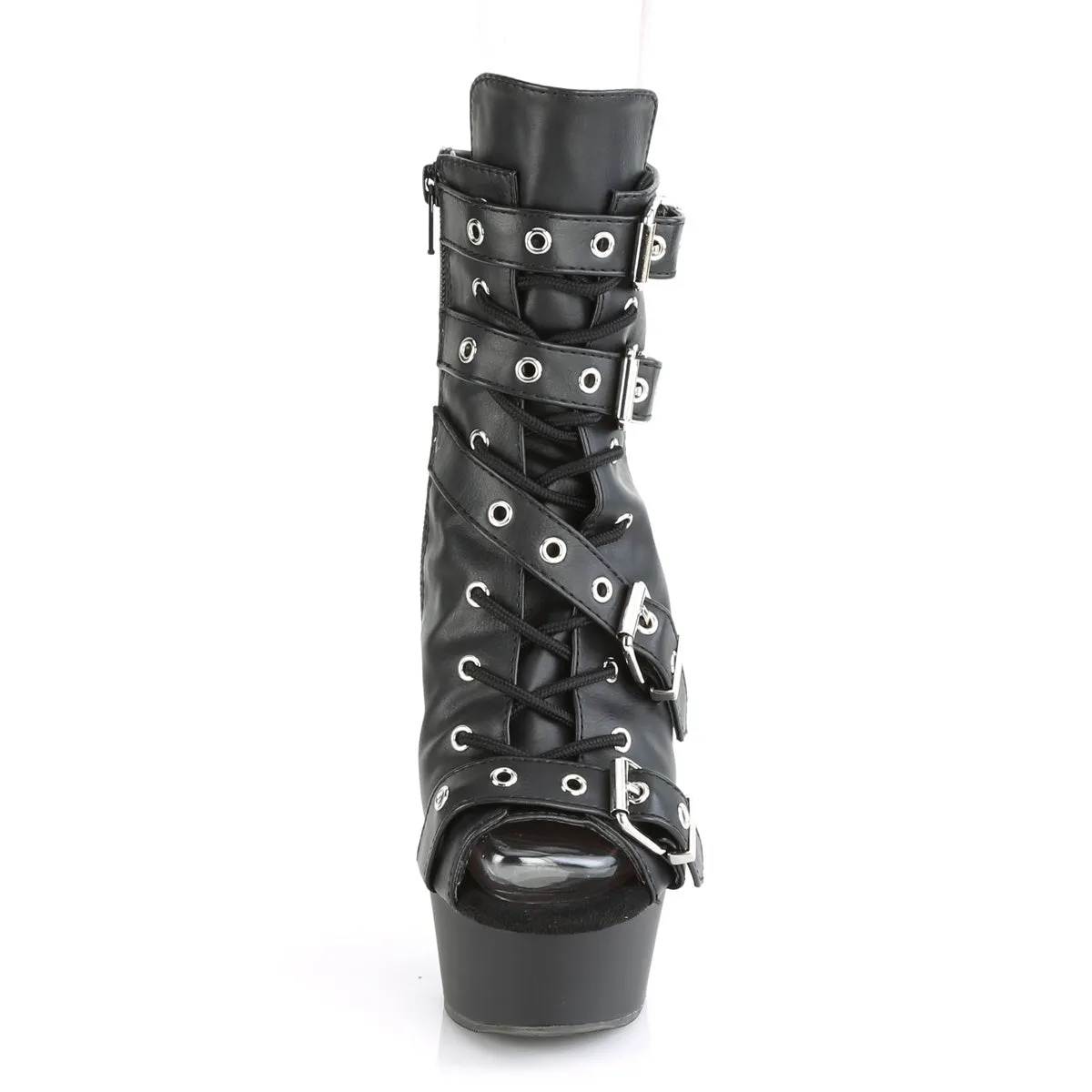 DELIGHT-600-19  Black Faux Leather/Black Matte