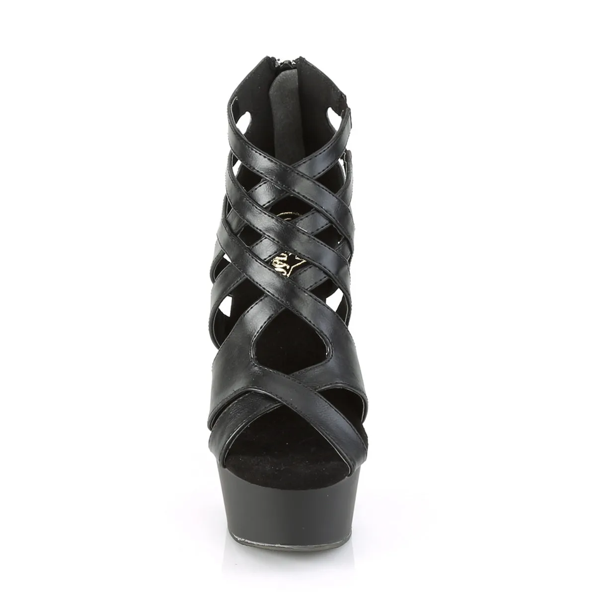 DELIGHT-645  Black Faux Leather/Black Matte
