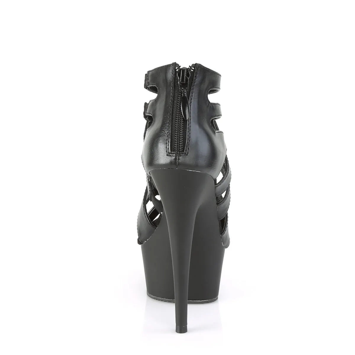DELIGHT-645  Black Faux Leather/Black Matte