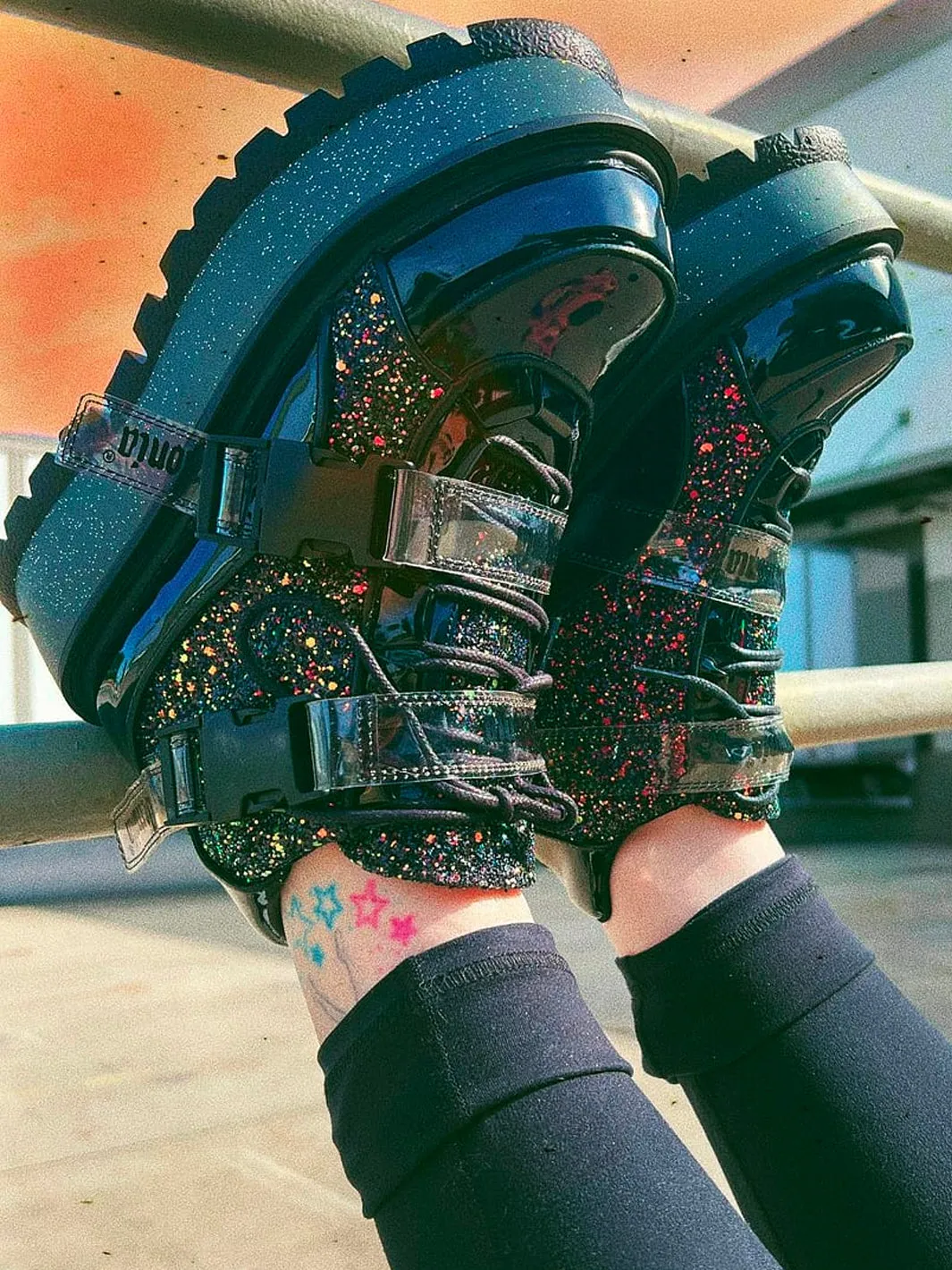 DEMONIA SLACKER-50 - BLACK PATENT GLITTER ✰ PRE ORDER ✰