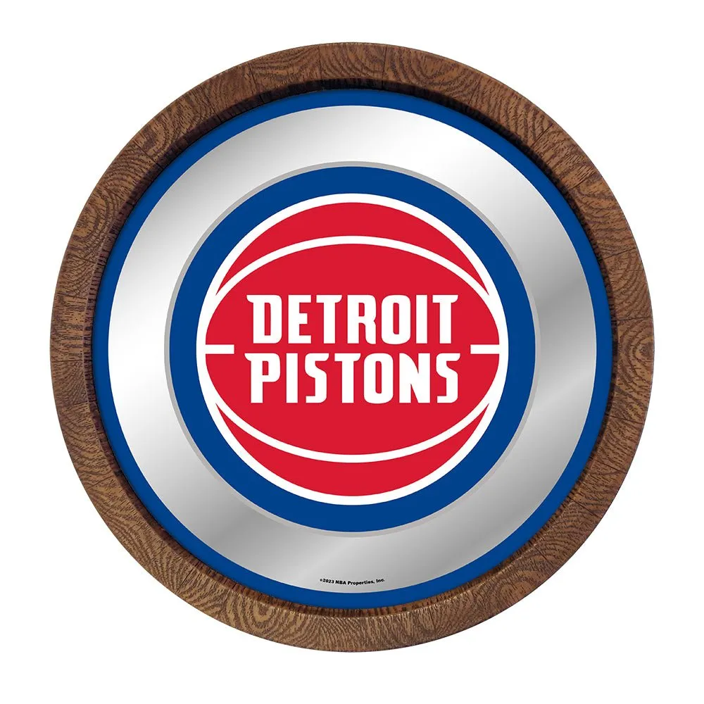 Detroit Pistons: "Faux" Barrel Top Mirrored Wall Sign