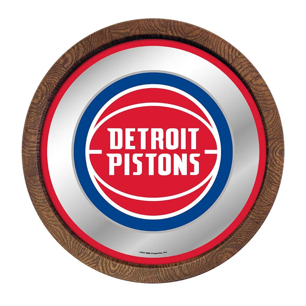 Detroit Pistons: "Faux" Barrel Top Mirrored Wall Sign