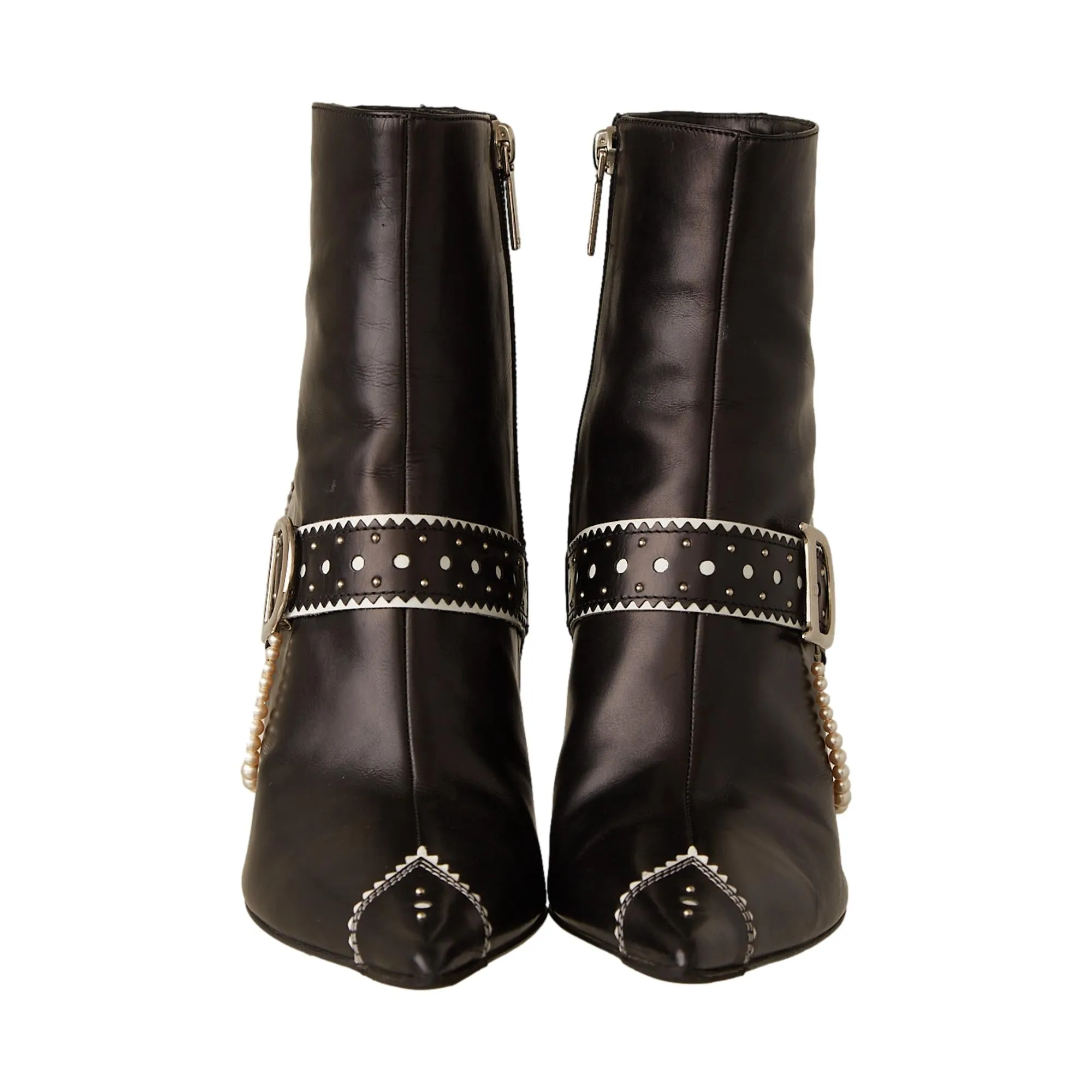 Dior Black Pearl Logo Ankle Boots