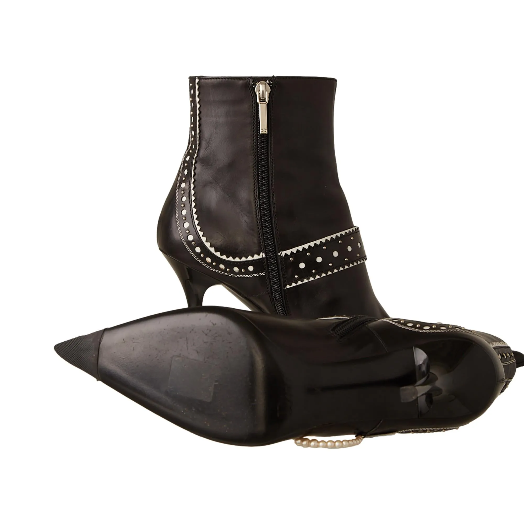 Dior Black Pearl Logo Ankle Boots