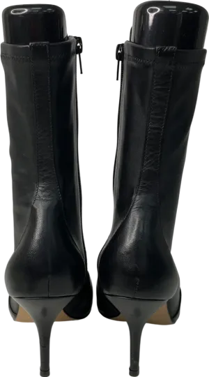 Dune Black Leather Kitten Heel Pointed Ankle Boots UK 5 EU 38 👠