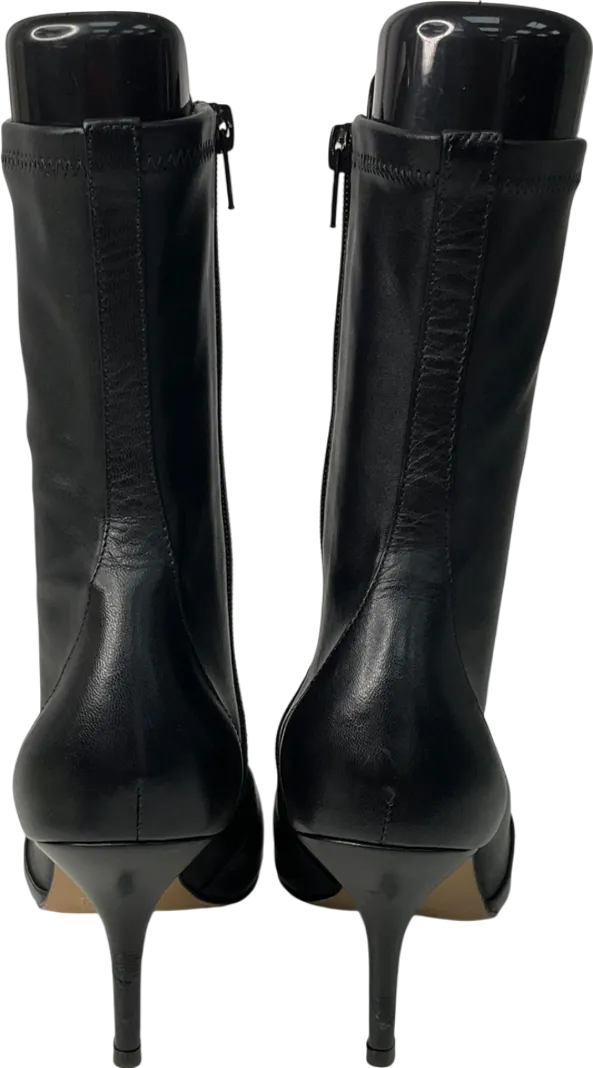 Dune Black Leather Kitten Heel Pointed Ankle Boots UK 5 EU 38 👠
