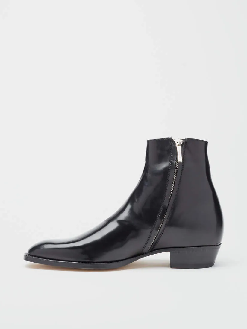 DYLAN 30MM ANKLE BOOT IN BLACK SPAZZOLATO