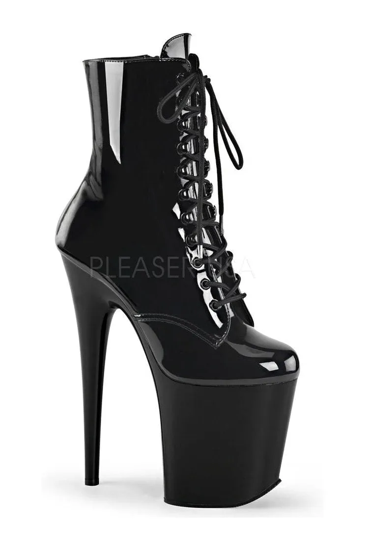 FLAMINGO-1020 Platform Boot  | Black Patent