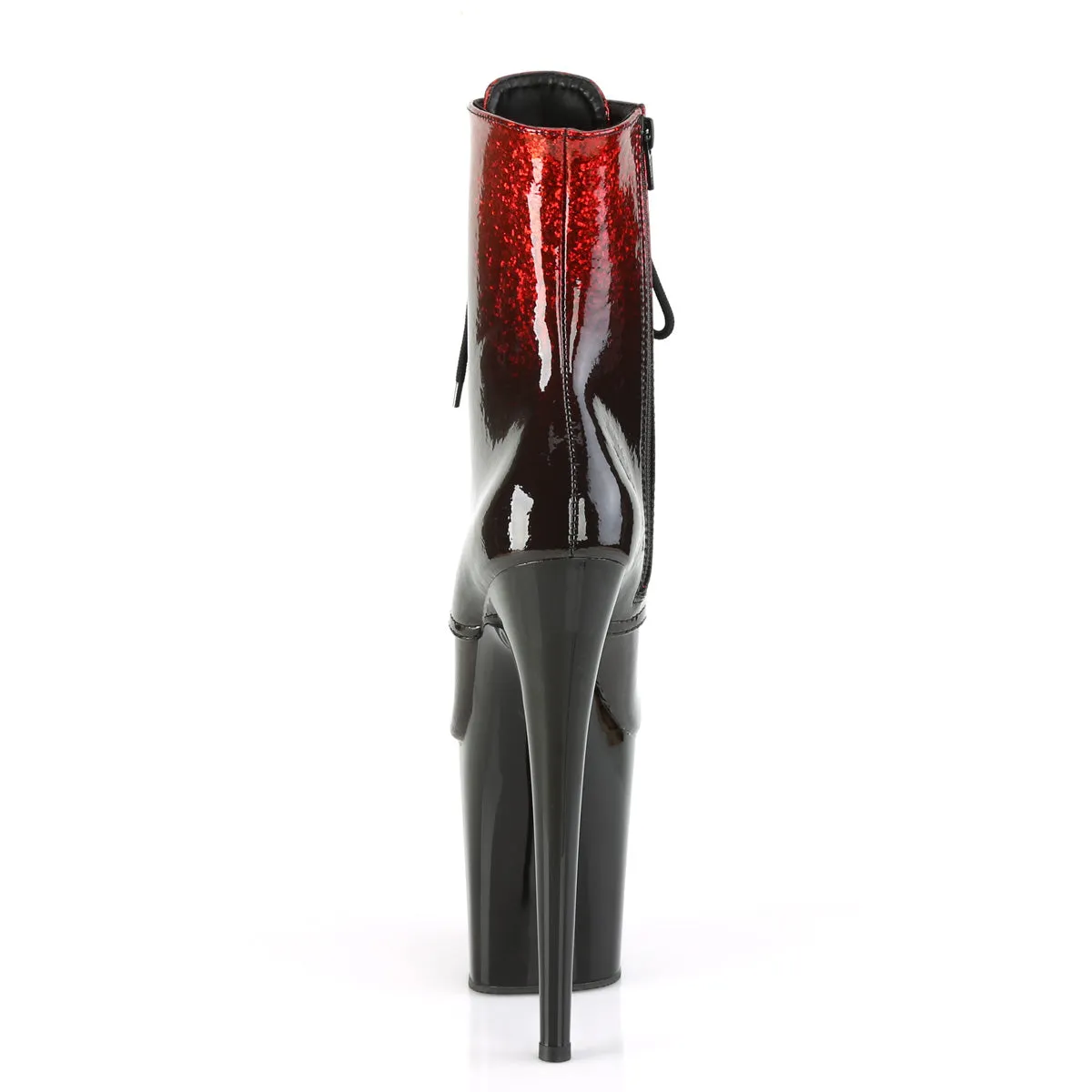 FLAMINGO-1020OMB  Red-Burgundy Glittered Ombre Patent/Black