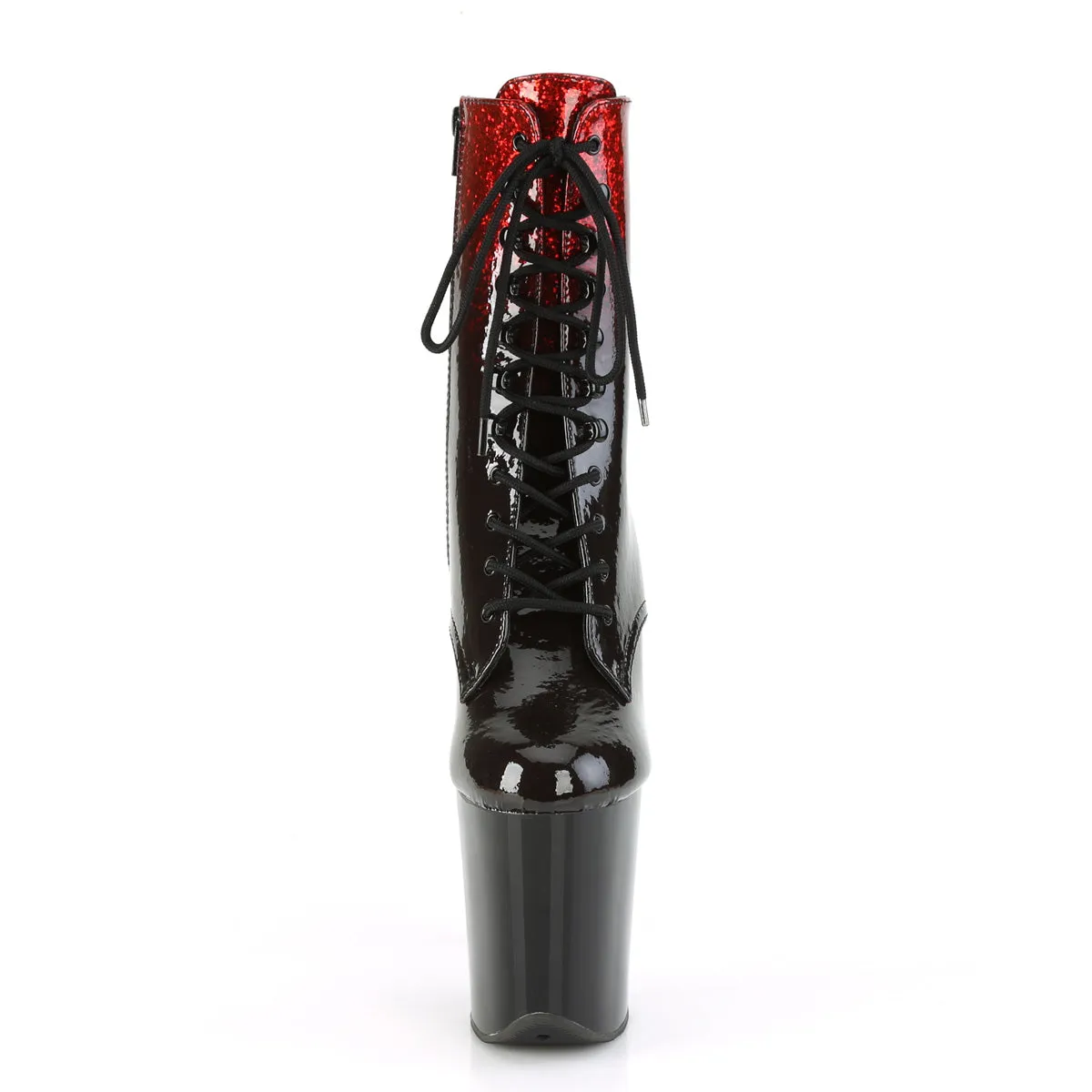 FLAMINGO-1020OMB  Red-Burgundy Glittered Ombre Patent/Black