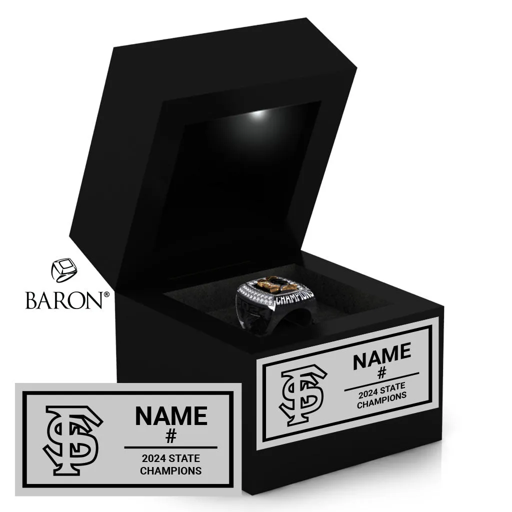 Fort Sumner High School Basketball 2024 Championship Black LED Ring Box