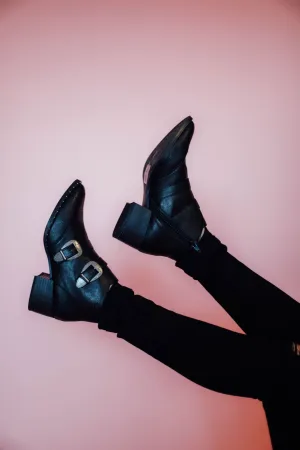 Gabby Black Buckled Booties