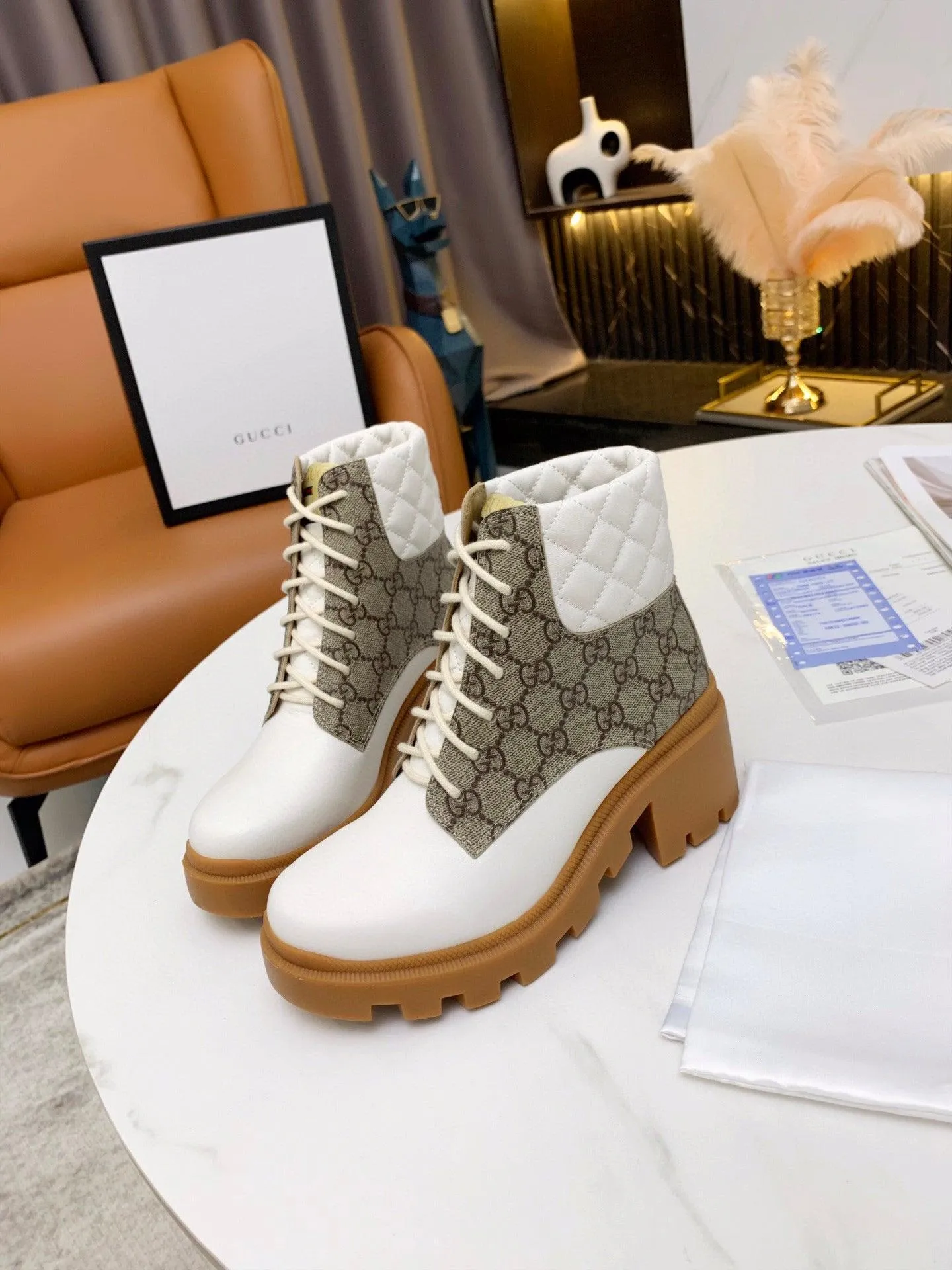 GG GG SUPREME ANKLE BOOTS WHITE
