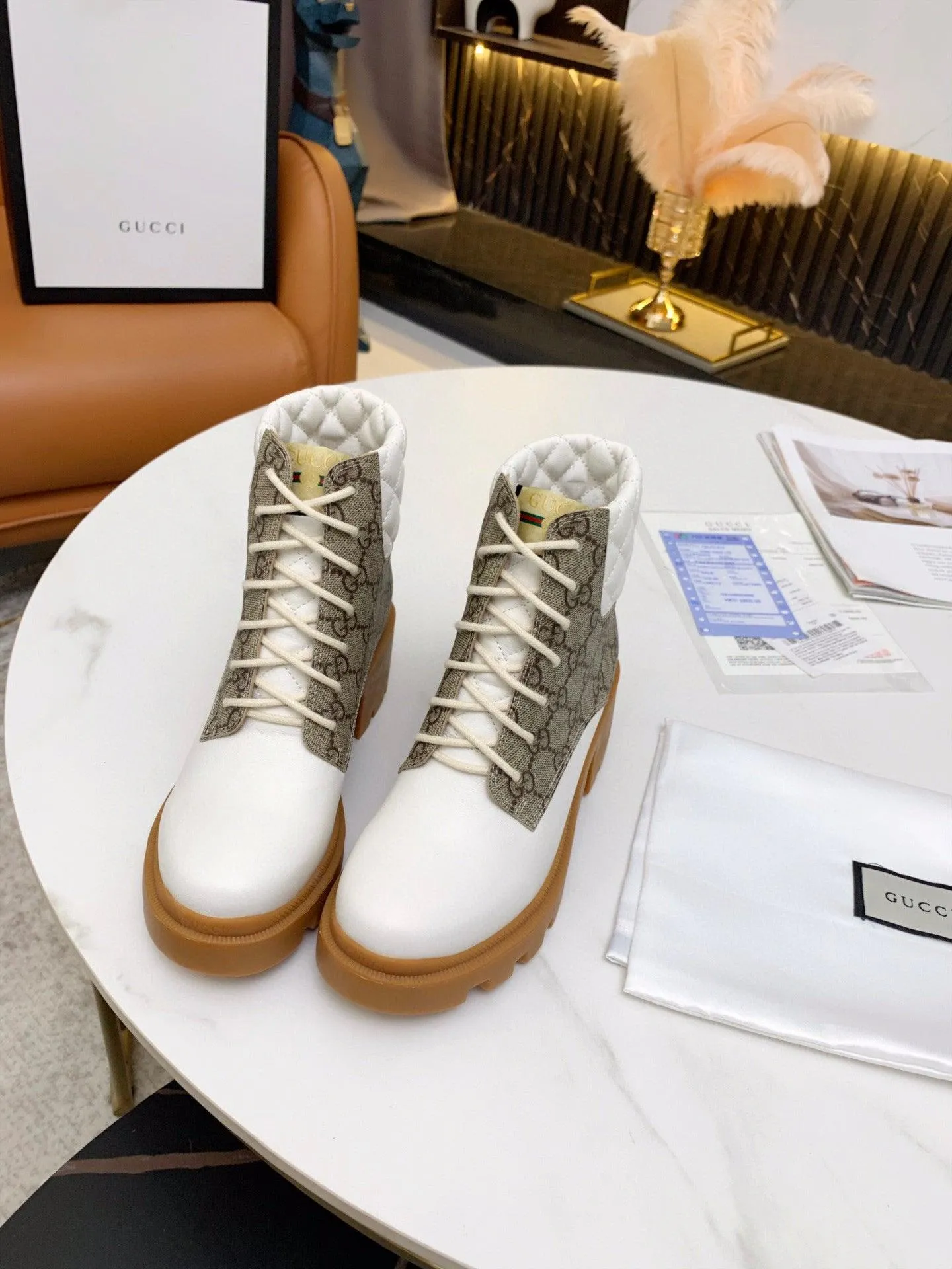 GG GG SUPREME ANKLE BOOTS WHITE