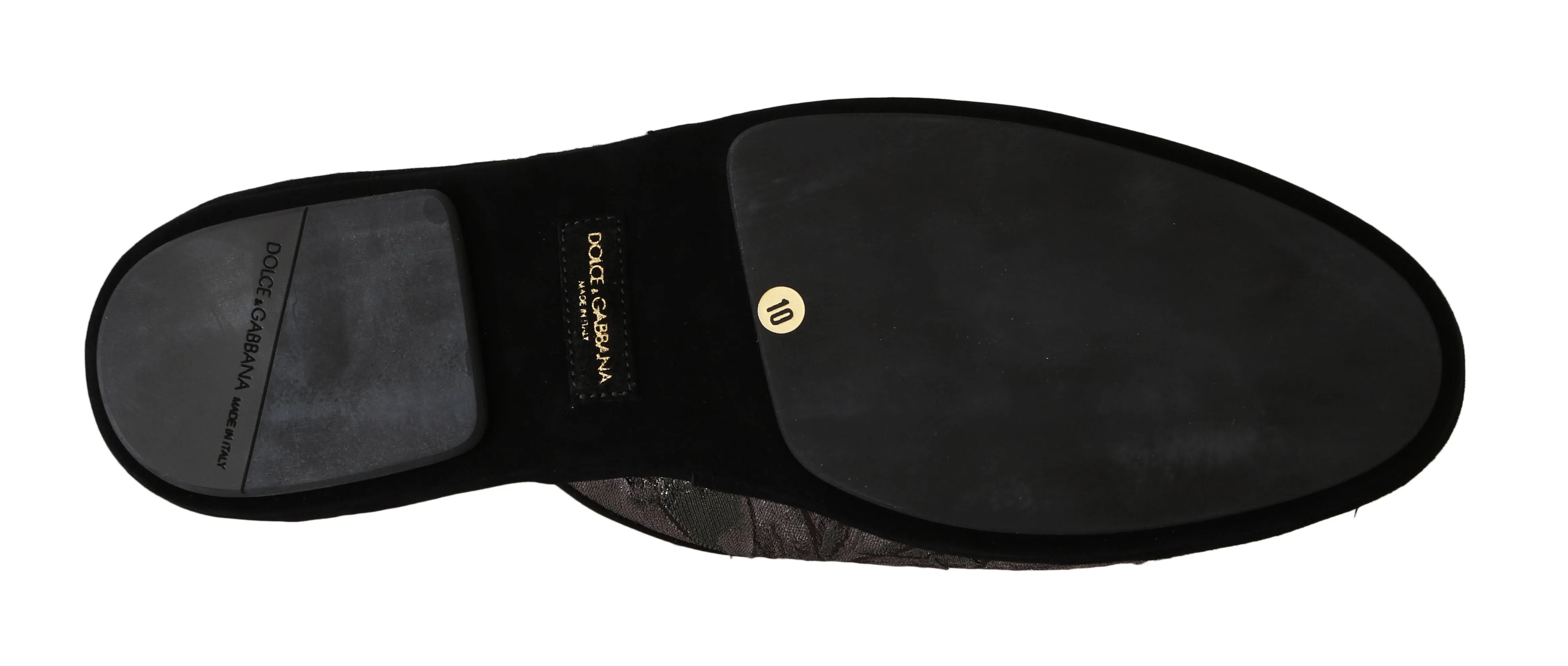 Gray Jacquard Suede Slides Slippers