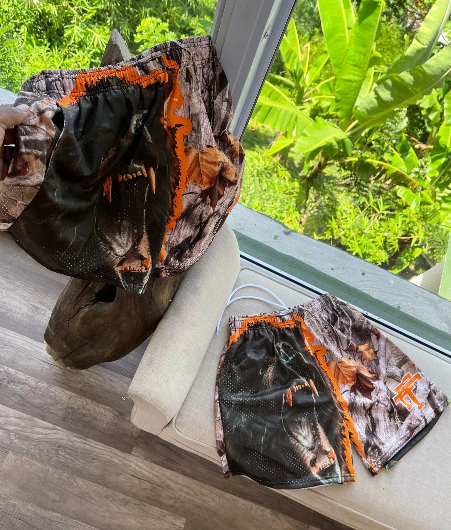 GRIZZLY CAMO MESH BASKETBALL TRUNK DRAWSTRING SHORTS