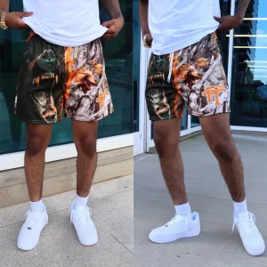 GRIZZLY CAMO MESH BASKETBALL TRUNK DRAWSTRING SHORTS