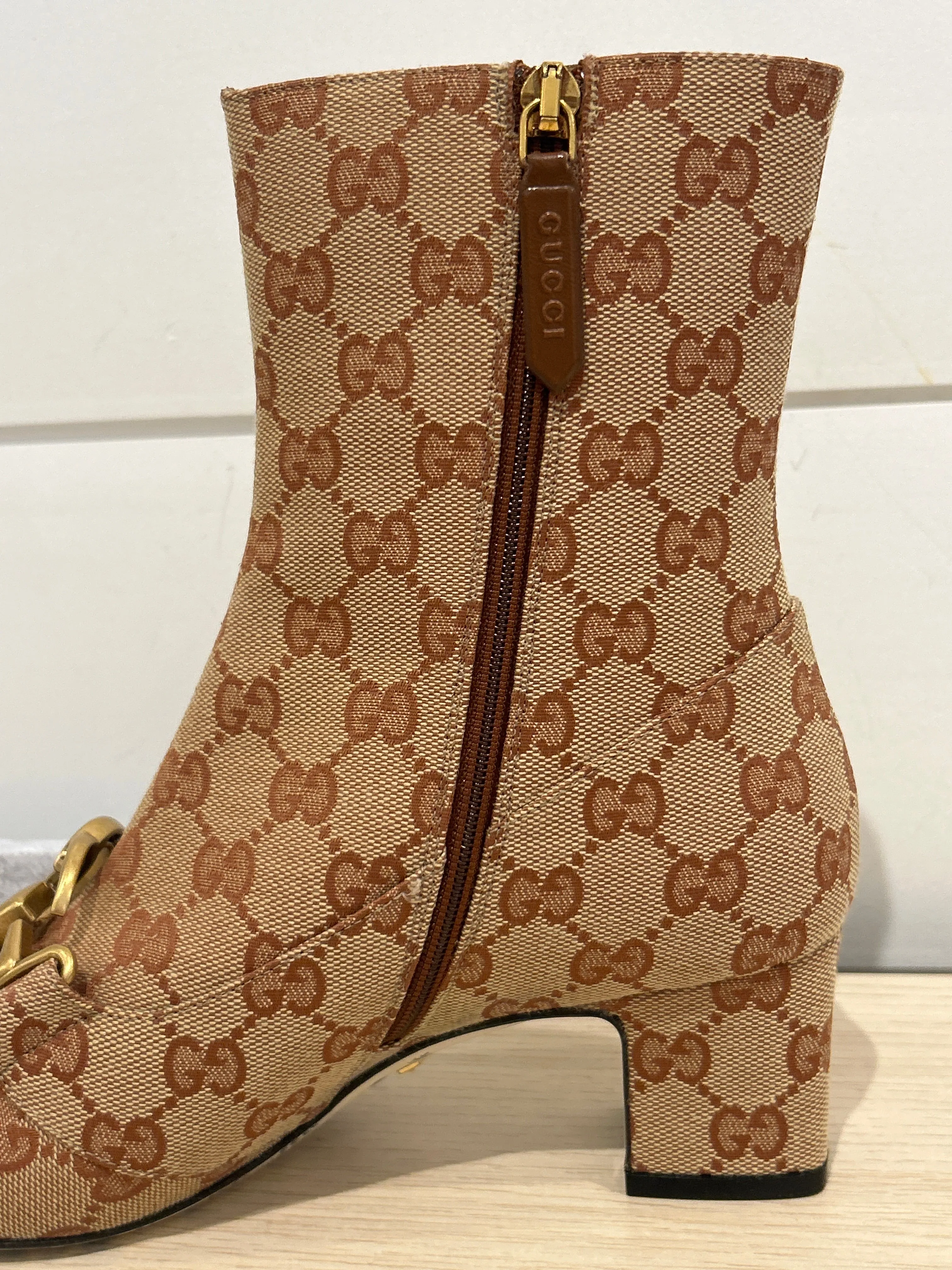 Gucci Shoes, Monogram Malaga GG Victoire 55mm Ankle Boots (size 37)