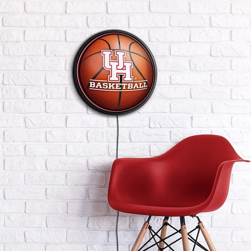 Houston Cougars: Basketball - Round Slimline Lighted Wall Sign