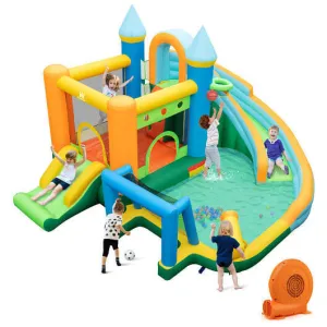 Inflatable Water Slide with Dual Slides and Splash Pool Bounce House with 680W B