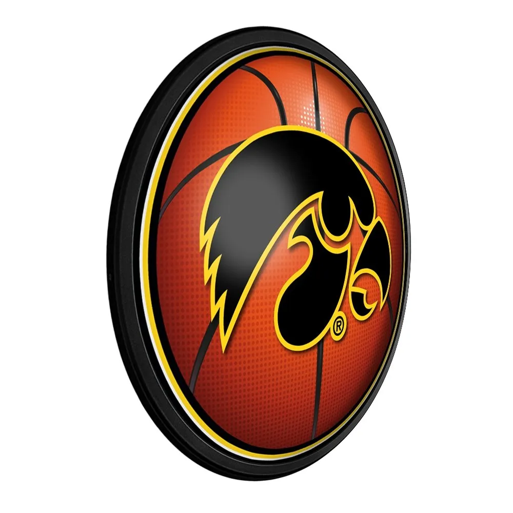 Iowa Hawkeyes: Basketball - Round Slimline Lighted Wall Sign