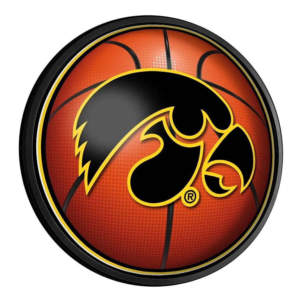 Iowa Hawkeyes: Basketball - Round Slimline Lighted Wall Sign