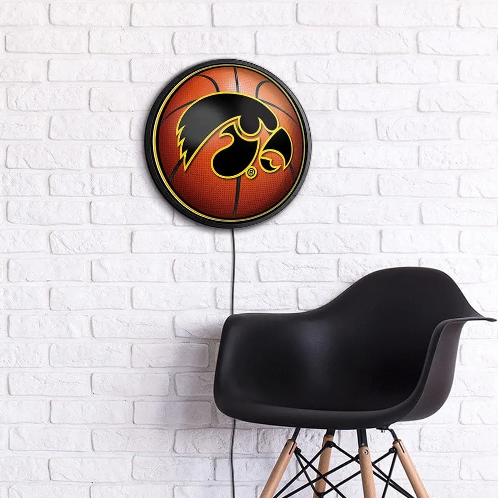 Iowa Hawkeyes: Basketball - Round Slimline Lighted Wall Sign
