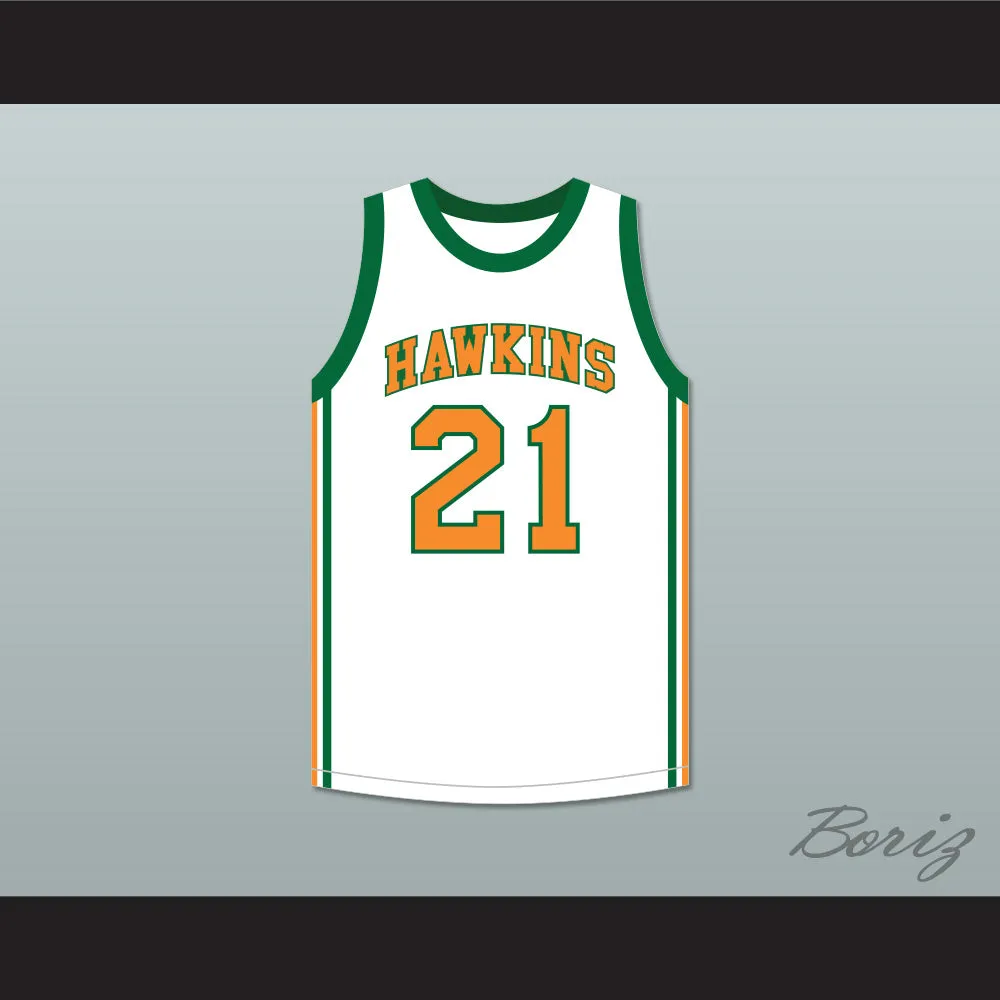 Jason Carver 21 Hawkins High School Tigers White Basketball Jersey 2