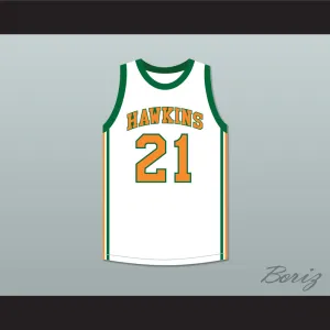 Jason Carver 21 Hawkins High School Tigers White Basketball Jersey 2