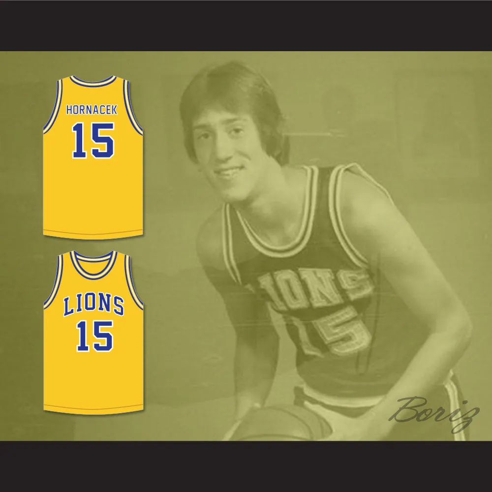 Jeff Hornacek 15 Lyons Township High School Lions Yellow Gold Basketball Jersey 2
