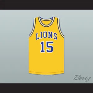 Jeff Hornacek 15 Lyons Township High School Lions Yellow Gold Basketball Jersey 2