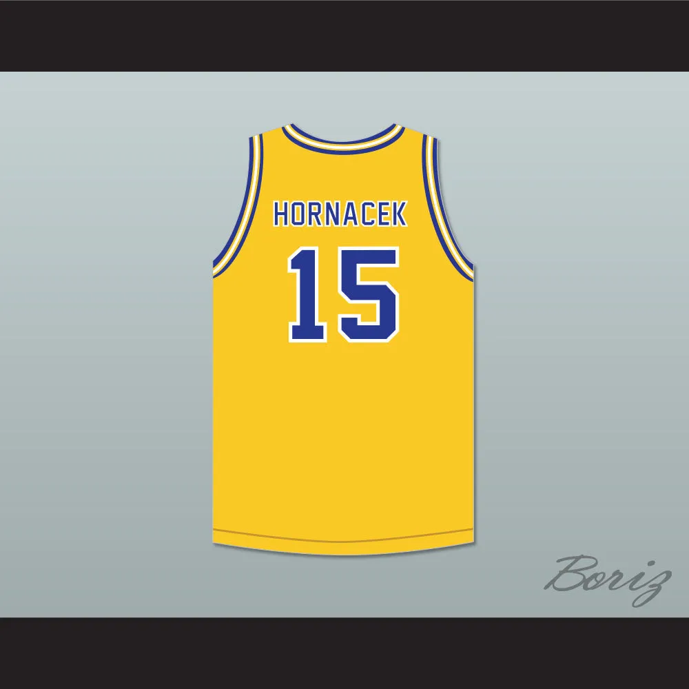 Jeff Hornacek 15 Lyons Township High School Lions Yellow Gold Basketball Jersey 2