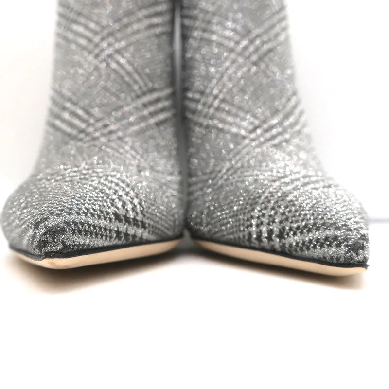 Jimmy Choo Marinda 65 Ankle Boots Silver Glitter Prince of Stars Size 37 NEW