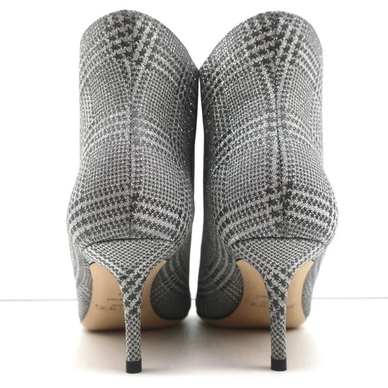 Jimmy Choo Marinda 65 Ankle Boots Silver Glitter Prince of Stars Size 37 NEW