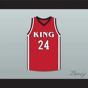 Kawhi Leonard 24 Martin Luther King High School Wolves Red Basketball Jersey 3