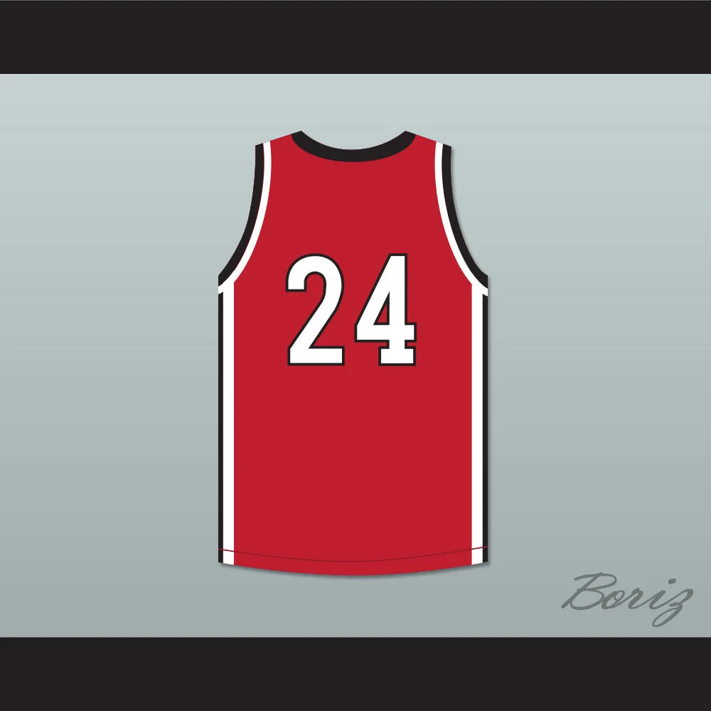Kawhi Leonard 24 Martin Luther King High School Wolves Red Basketball Jersey 3