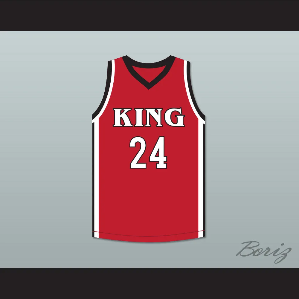 Kawhi Leonard 24 Martin Luther King High School Wolves Red Basketball Jersey 3