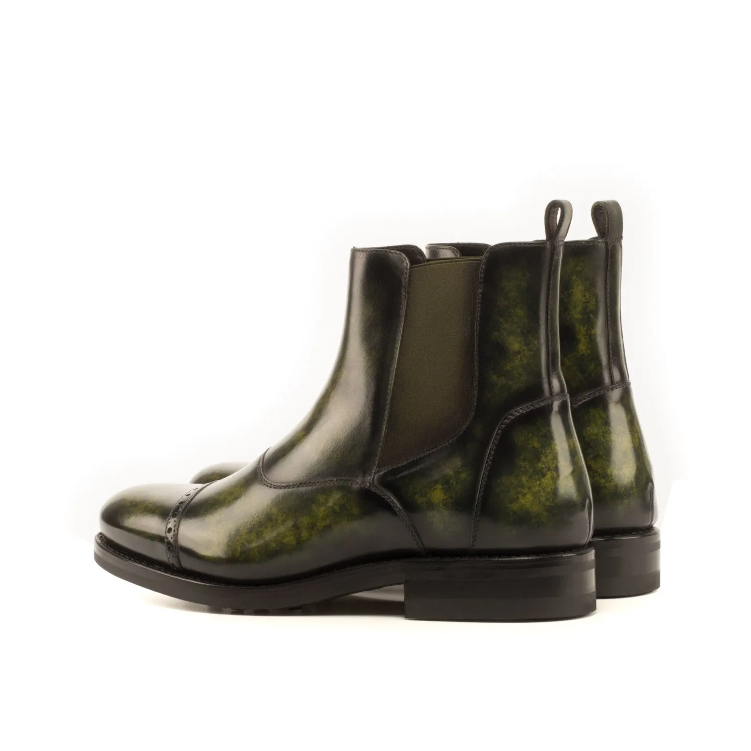 Khaki Green Marbled Patina Chelsea Boots