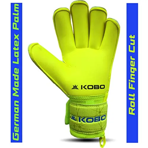 Kobo GKG-07 Football/Soccer Goalie Goal Latex Keeper Gloves, Strong Grip for The Toughest Saves, with Finger Spines to Give Splendid Protection and Comfort, 8.5, with Finger Save