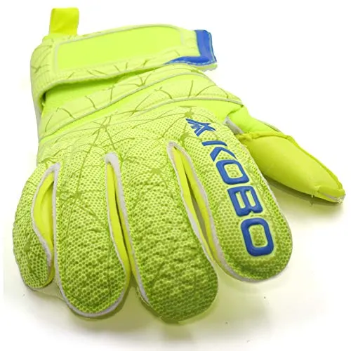 Kobo GKG-07 Football/Soccer Goalie Goal Latex Keeper Gloves, Strong Grip for The Toughest Saves, with Finger Spines to Give Splendid Protection and Comfort, 8.5, with Finger Save