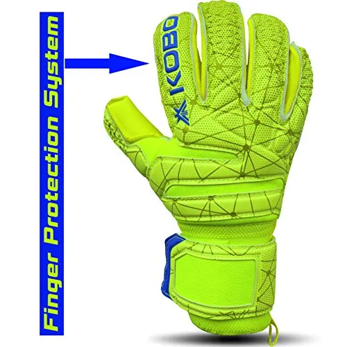 Kobo GKG-07 Football/Soccer Goalie Goal Latex Keeper Gloves, Strong Grip for The Toughest Saves, with Finger Spines to Give Splendid Protection and Comfort, 8.5, with Finger Save
