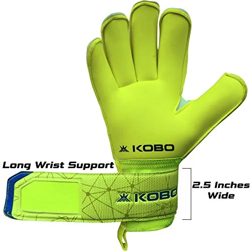 Kobo GKG-07 Football/Soccer Goalie Goal Latex Keeper Gloves, Strong Grip for The Toughest Saves, with Finger Spines to Give Splendid Protection and Comfort, 8.5, with Finger Save