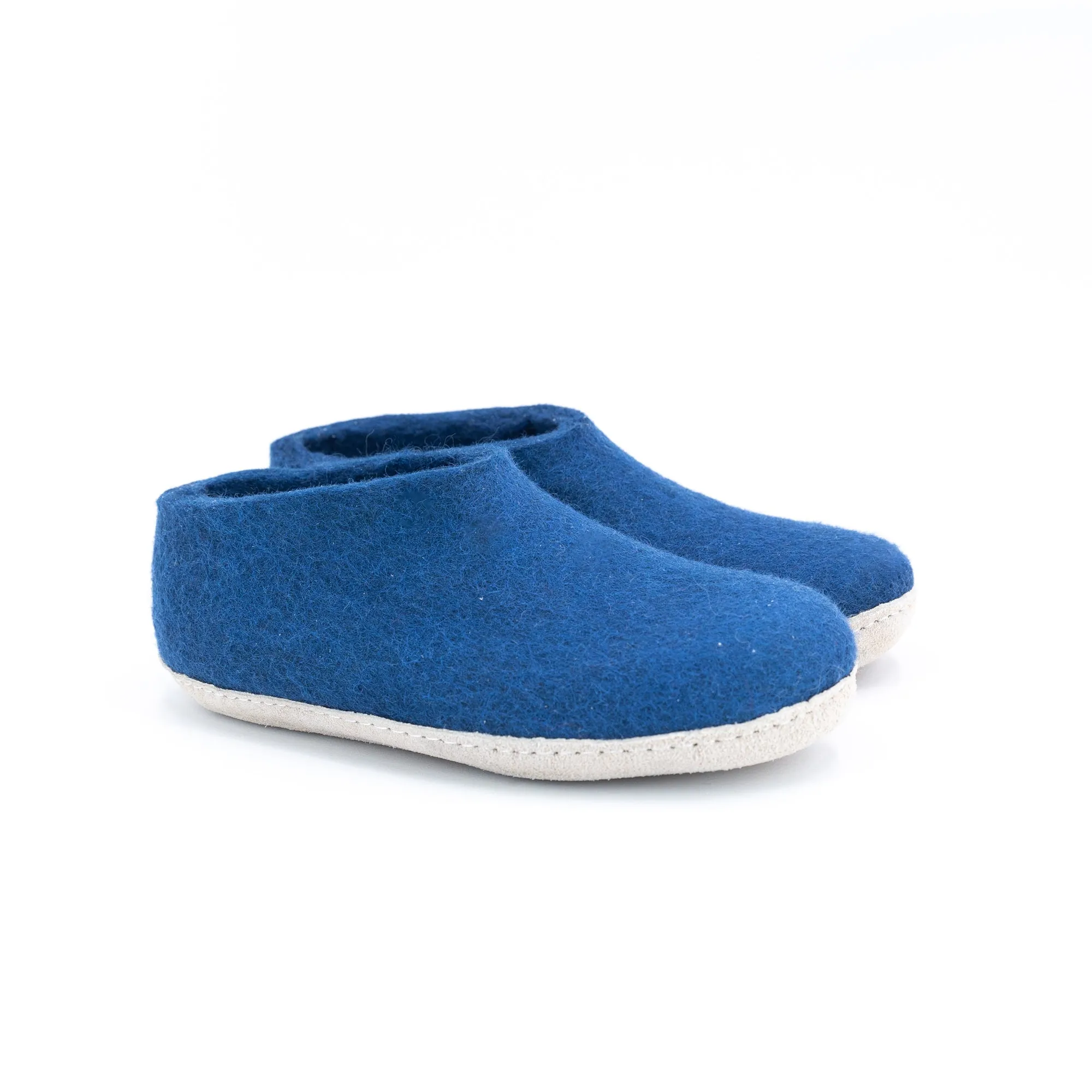 KUUMA – Rhino Blue Wool Felt Ankle Boots for Men Cozy, Non-Slip Indoor Comfort